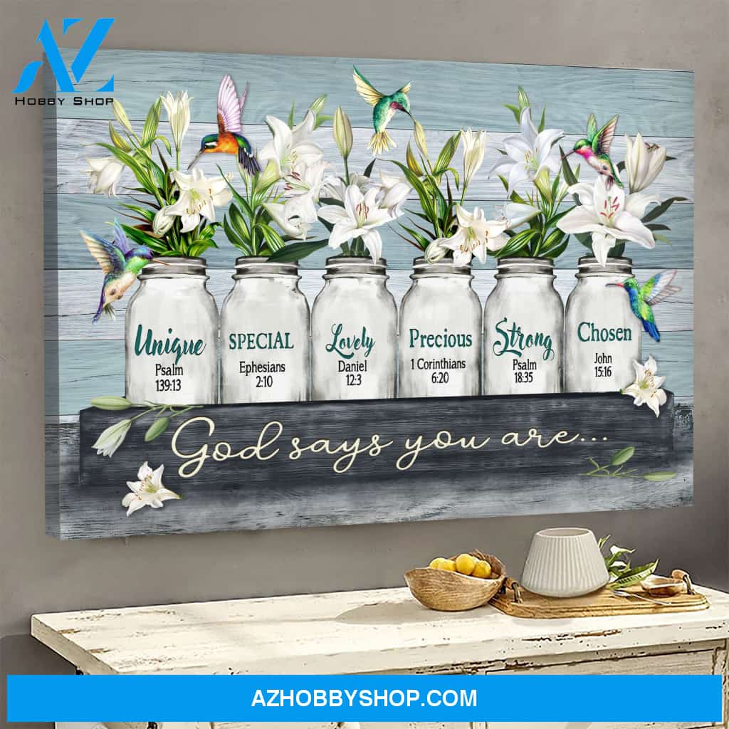 Landscape God Canvas Wall Art - Jesus Canvas Wall Art - Hummingbird and Lily - God says you are Canvas