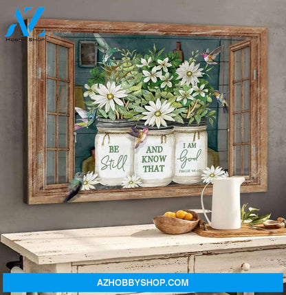 Landscape God Canvas Wall Art - Jesus Canvas Wall Art - Hummingbird - Be still and know that Im God Canvas