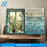 Landscape God Canvas Wall Art - Jesus Canvas Wall Art - Hummingbird by the window - God is my way maker Canvas