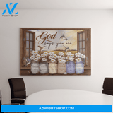 Landscape God Canvas Wall Art - Jesus Canvas Wall Art - Hummingbird by window - God says you are canvas