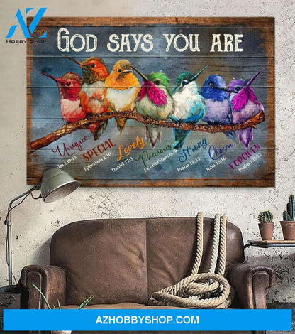 Landscape God Canvas Wall Art - Jesus Canvas Wall Art - Hummingbird - God says you are 1 Canvas