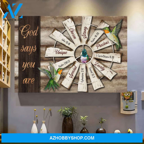 Landscape God Canvas Wall Art - Jesus Canvas Wall Art - Hummingbird - God says you are 2 Canvas