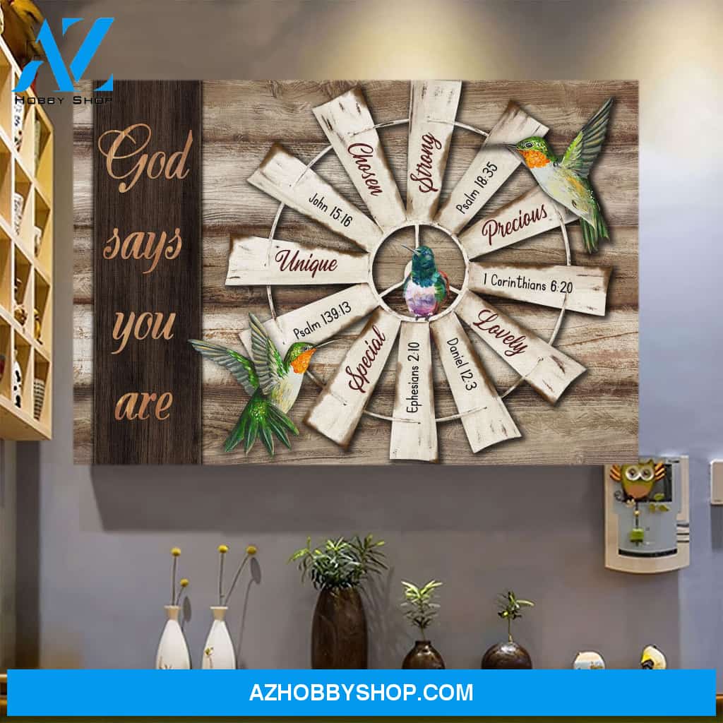 Landscape God Canvas Wall Art - Jesus Canvas Wall Art - Hummingbird - God says you are 2 Canvas