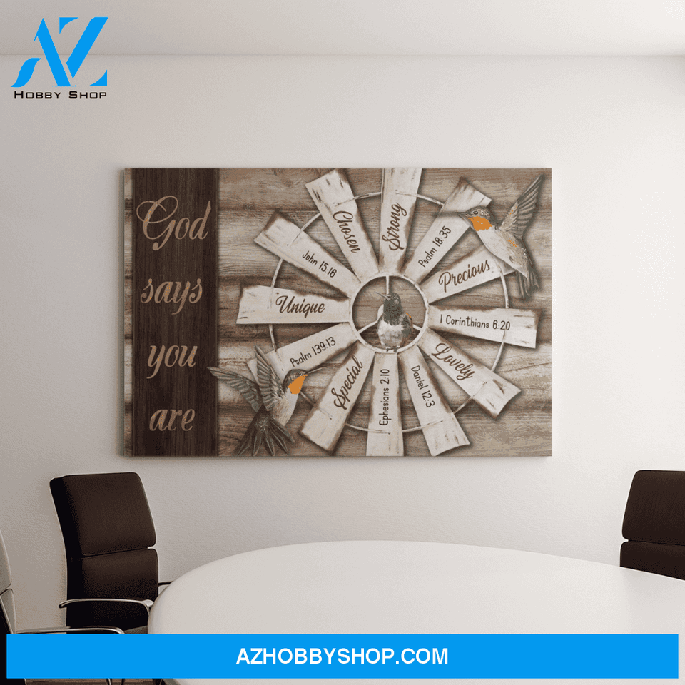 Landscape God Canvas Wall Art - Jesus Canvas Wall Art - Hummingbird - God says you are 2 Canvas