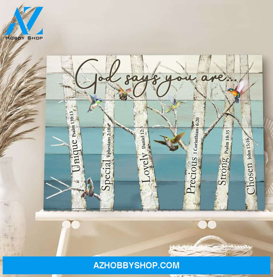 Landscape God Canvas Wall Art - Jesus Canvas Wall Art - Hummingbird - God says you are 3 Canvas