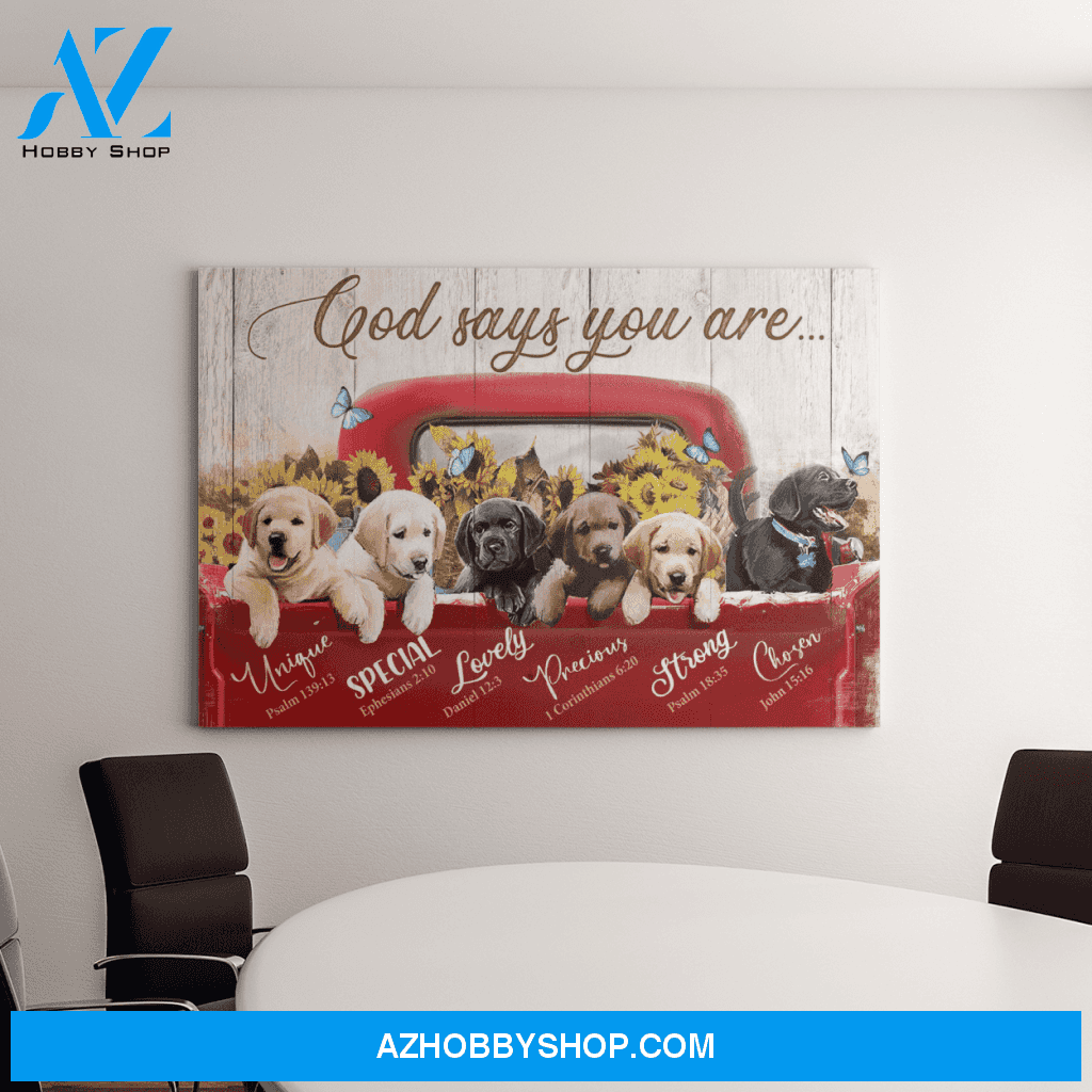 Landscape God Canvas Wall Art - Jesus Canvas Wall Art - Labrador - God says you are 1 Canvas