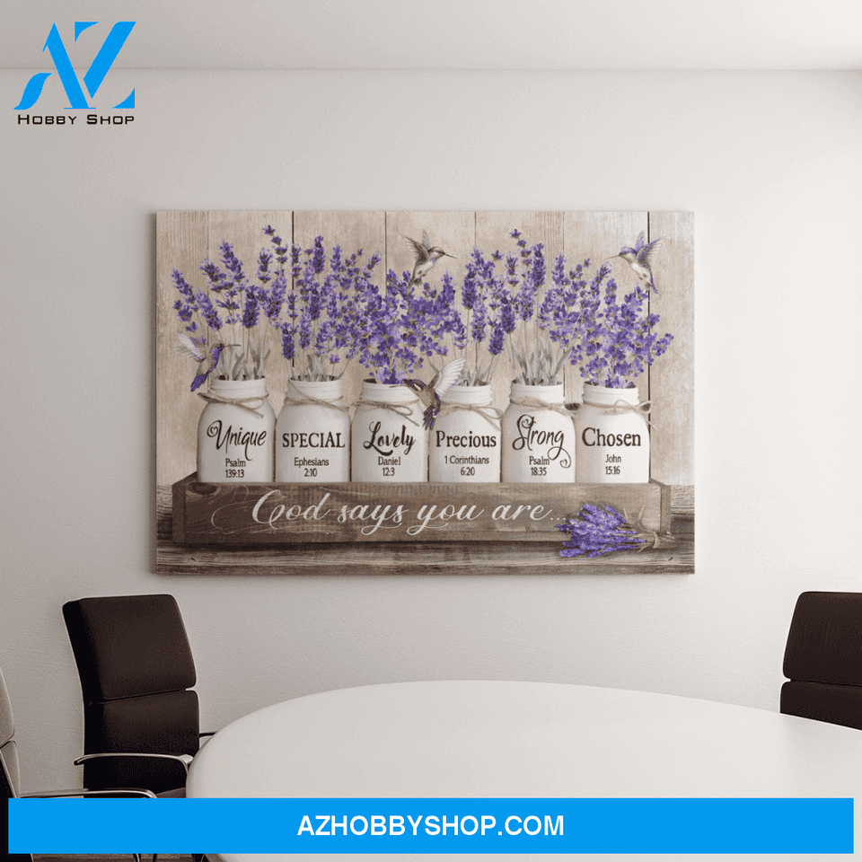 Landscape God Canvas Wall Art - Jesus Canvas Wall Art - Lavender - God says you are Canvas