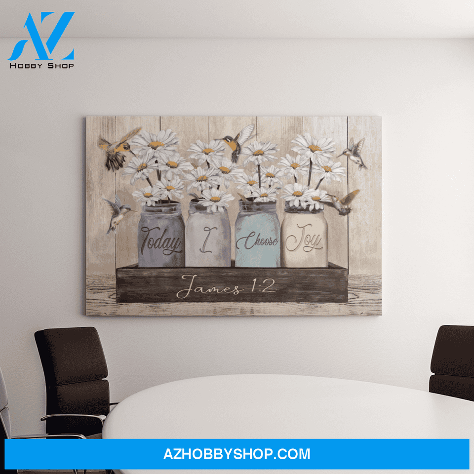 Landscape God Canvas Wall Art - Jesus Canvas Wall Art - Little Daisy and hummingbird - Today I choose joy Canvas