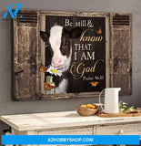 Landscape God Canvas Wall Art - Jesus Canvas Wall Art - Lovely cow - Be still and know that I am God Canvas