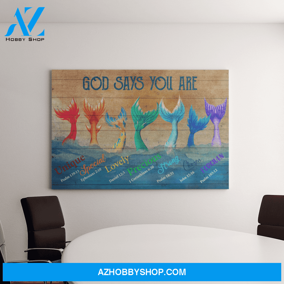 Landscape God Canvas Wall Art - Jesus Canvas Wall Art - Mermaid - God says you are Canvas