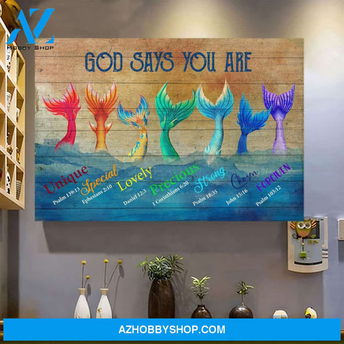 Landscape God Canvas Wall Art - Jesus Canvas Wall Art - Mermaid - God says you are Canvas