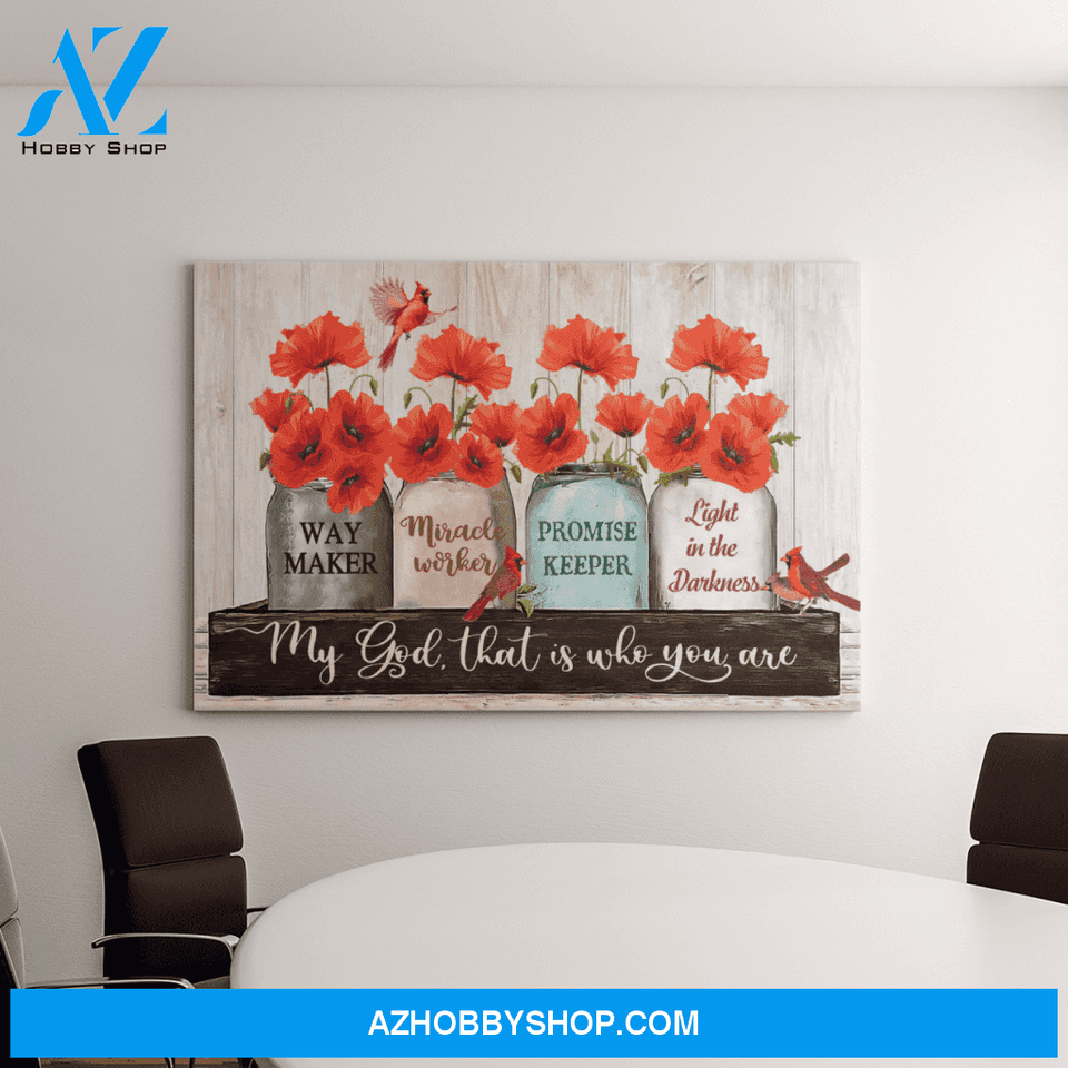 Landscape God Canvas Wall Art - Jesus Canvas Wall Art - Jesus - My god is the light in the darkness red flowers Canvas