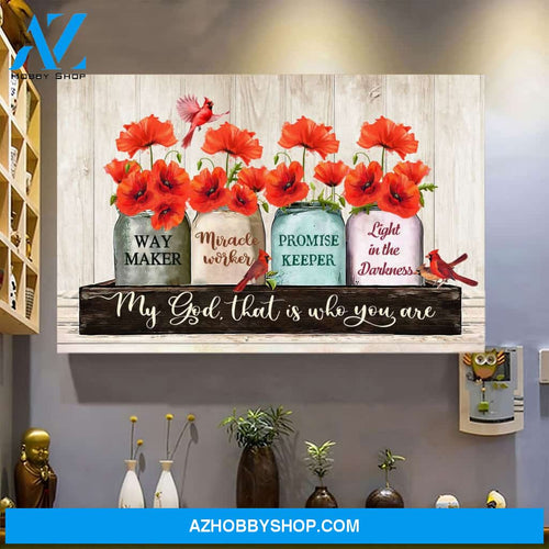 Landscape God Canvas Wall Art - Jesus Canvas Wall Art - Jesus - My god is the light in the darkness red flowers Canvas