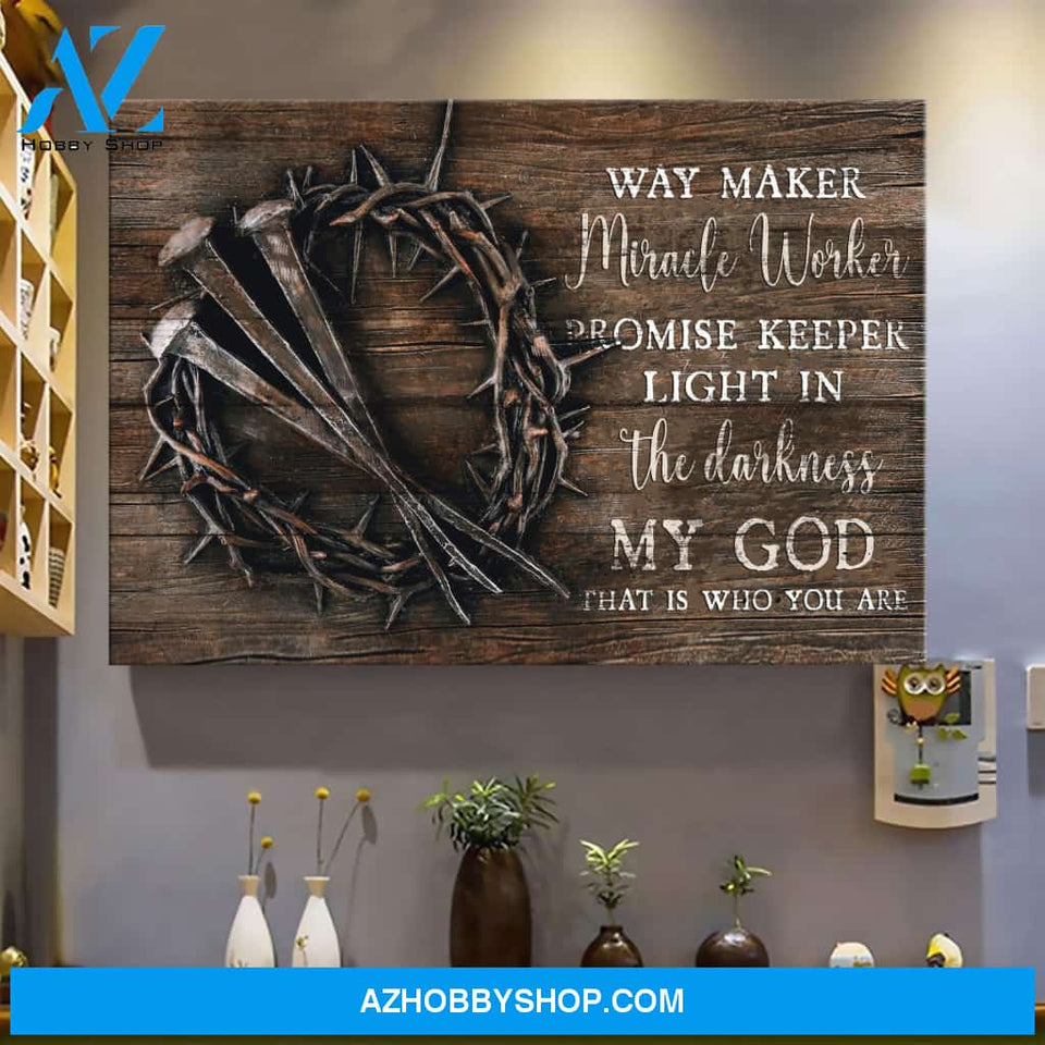 Landscape God Canvas Wall Art - Jesus Canvas Wall Art - My God way maker miracle worker promise keeper light in the darkness Canvas