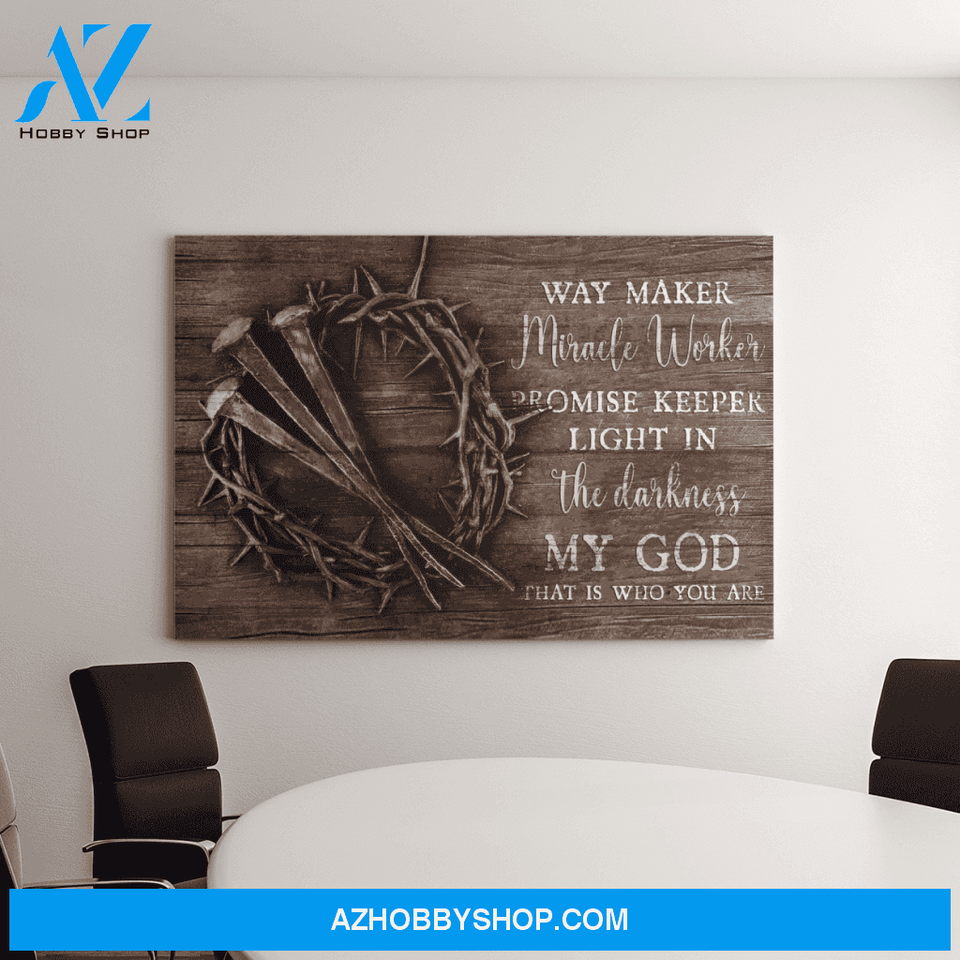 Landscape God Canvas Wall Art - Jesus Canvas Wall Art - My God way maker miracle worker promise keeper light in the darkness Canvas