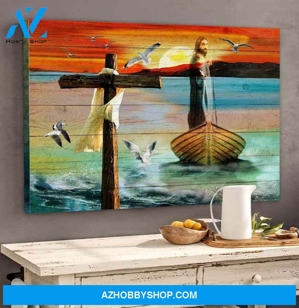 Landscape God Canvas Wall Art - Jesus Canvas Wall Art - Jesus on a boat Canvas
