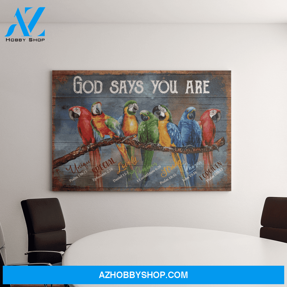 Landscape God Canvas Wall Art - Jesus Canvas Wall Art - Parrot - God says you are Canvas