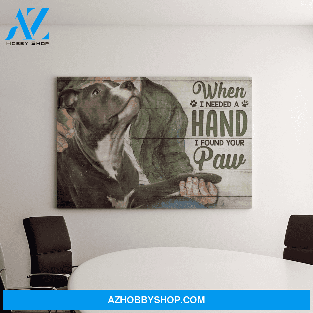 Landscape God Canvas Wall Art - Jesus Canvas Wall Art - Pit bull - When I needed a hand I found my dogs paw Canvas