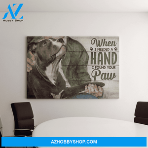Landscape God Canvas Wall Art - Jesus Canvas Wall Art - Pit bull - When I needed a hand I found my dogs paw Canvas