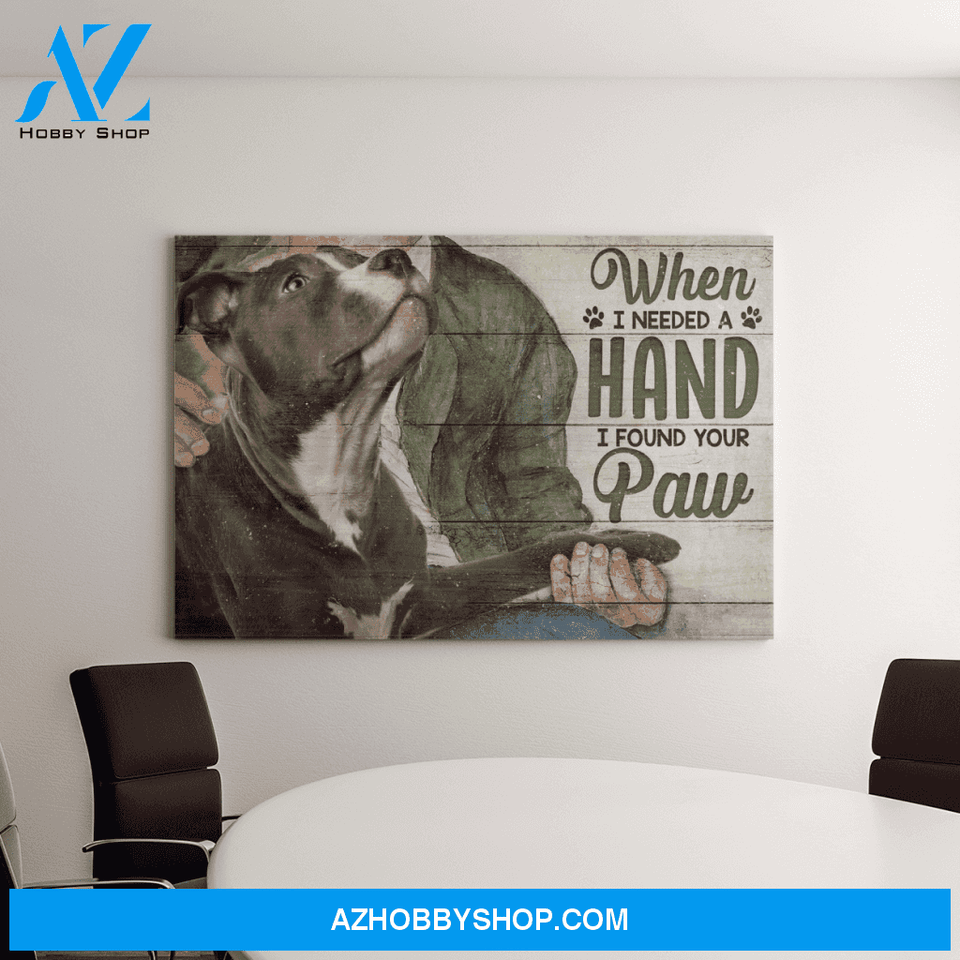 Landscape God Canvas Wall Art - Jesus Canvas Wall Art - Pit bull - When I needed a hand I found my dogs paw Canvas