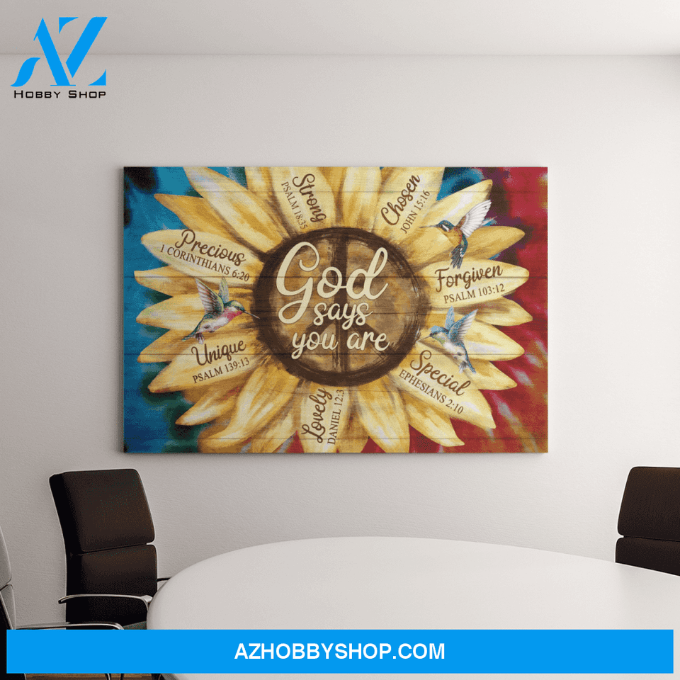 Landscape God Canvas Wall Art - Jesus Canvas Wall Art - Rainbow Sunflower - God says you are Canvas