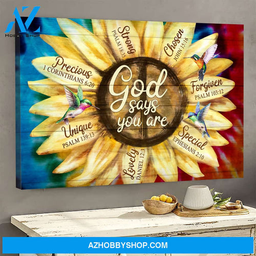 Landscape God Canvas Wall Art - Jesus Canvas Wall Art - Rainbow Sunflower - God says you are Canvas