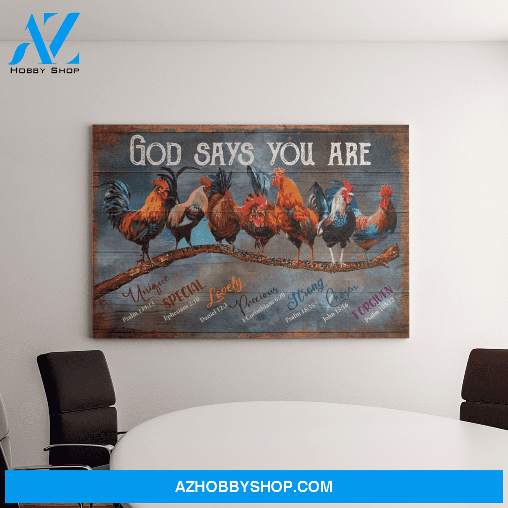 Landscape God Canvas Wall Art - Jesus Canvas Wall Art - Rooster - God says you are Canvas