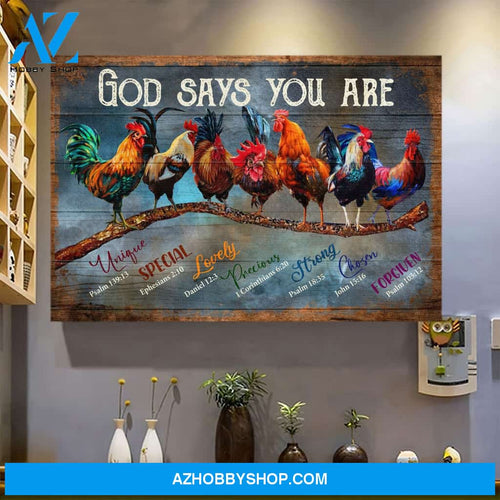 Landscape God Canvas Wall Art - Jesus Canvas Wall Art - Rooster - God says you are Canvas