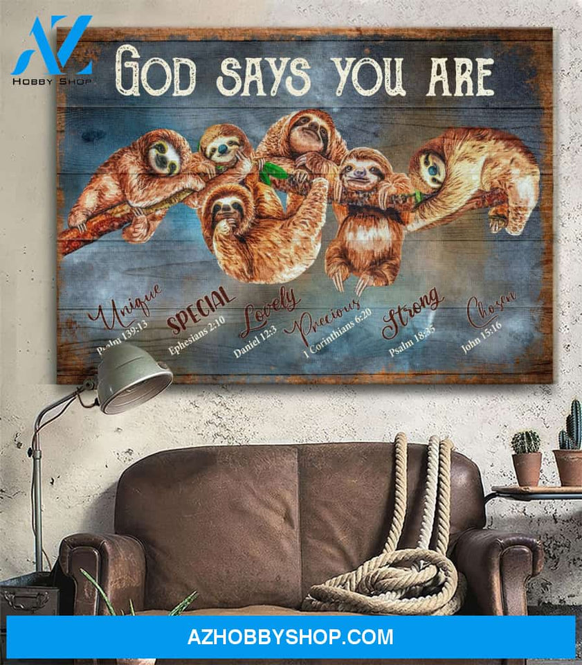 Landscape God Canvas Wall Art - Jesus Canvas Wall Art - Sloth - God says you are Canvas