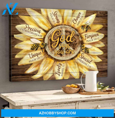 Landscape God Canvas Wall Art - Jesus Canvas Wall Art - Sunflower and Bee - God says you are Canvas