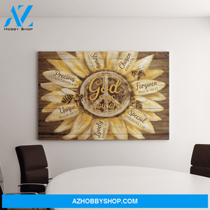 Landscape God Canvas Wall Art - Jesus Canvas Wall Art - Sunflower and Bee - God says you are Canvas