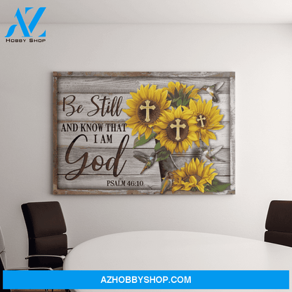 Landscape God Canvas Wall Art - Jesus Canvas Wall Art - Sunflower - Be still and know that I am God 1 Canvas