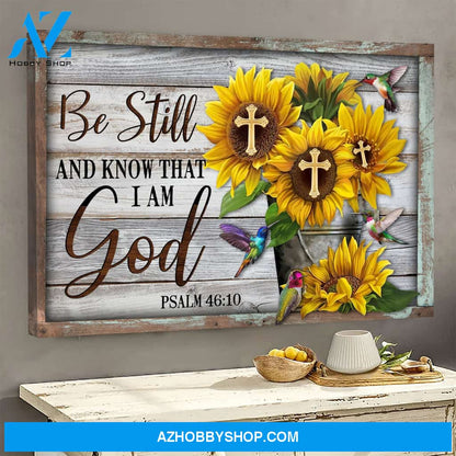 Landscape God Canvas Wall Art - Jesus Canvas Wall Art - Sunflower - Be still and know that I am God 1 Canvas