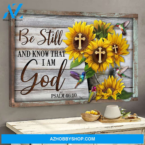 Landscape God Canvas Wall Art - Jesus Canvas Wall Art - Sunflower - Be still and know that I am God 1 Canvas
