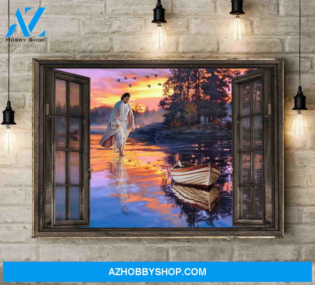 Landscape God Canvas Wall Art - Jesus Canvas Wall Art - Jesus - Sunset through the windows Canvas