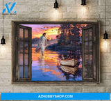 Landscape God Canvas Wall Art - Jesus Canvas Wall Art - Jesus - Sunset through the windows Canvas