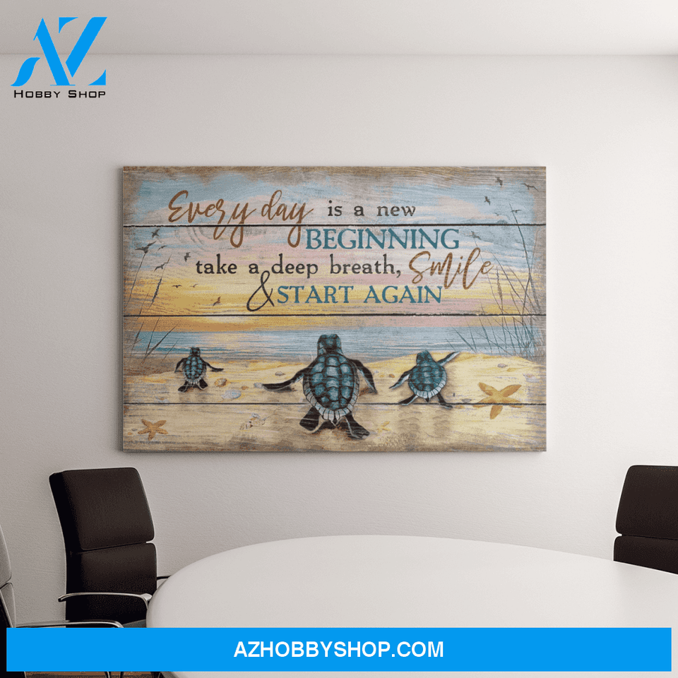Landscape God Canvas Wall Art - Jesus Canvas Wall Art - Turtle - Everyday is a new beginning Canvas