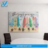 Landscape God Canvas Wall Art - Jesus Canvas Wall Art - Turtle on beach - God says you are Canvas