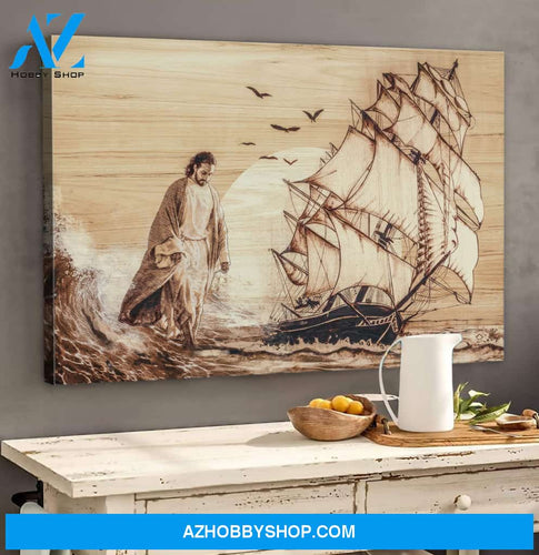 Landscape God Canvas Wall Art - Jesus Canvas Wall Art - Jesus walking on water Canvas