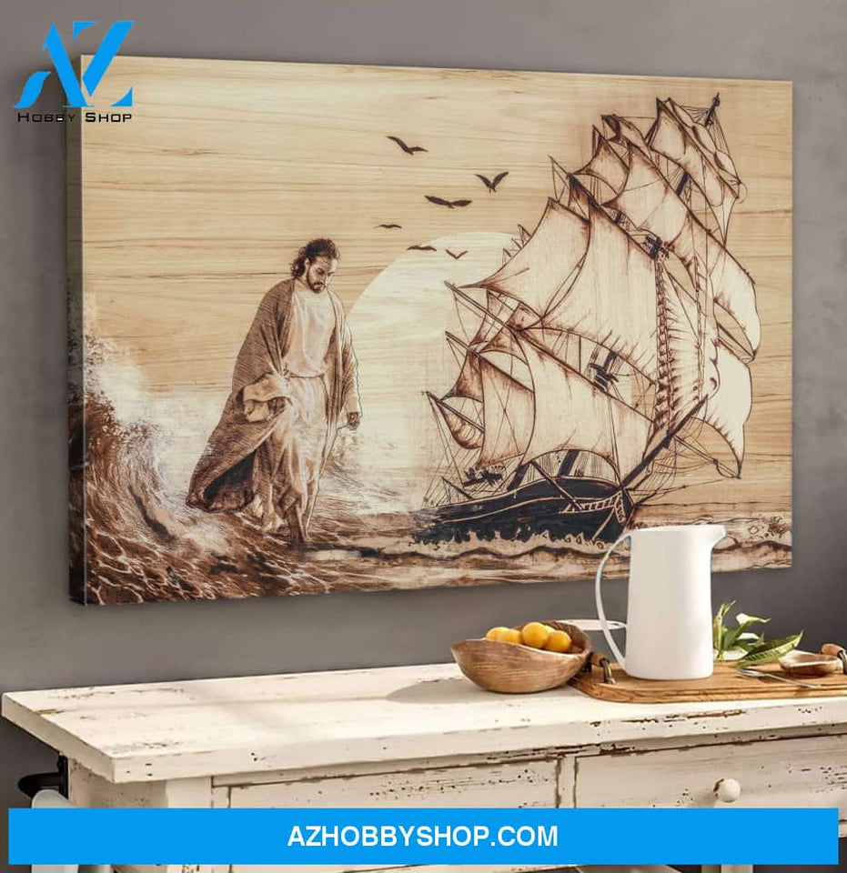 Landscape God Canvas Wall Art - Jesus Canvas Wall Art - Jesus walking on water Canvas