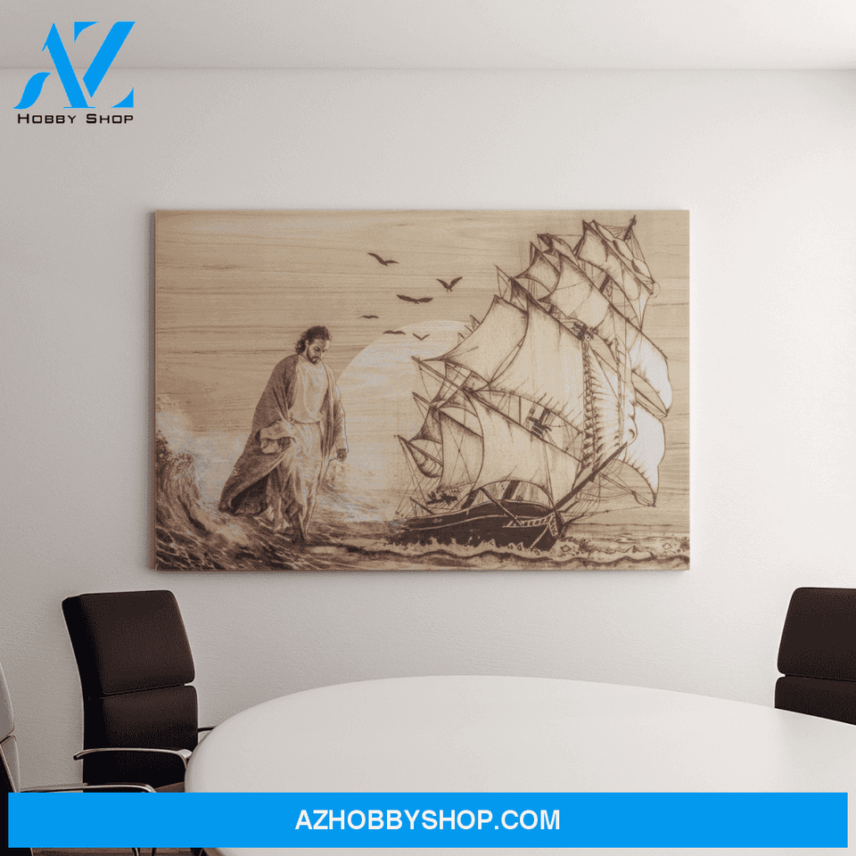 Landscape God Canvas Wall Art - Jesus Canvas Wall Art - Jesus walking on water Canvas