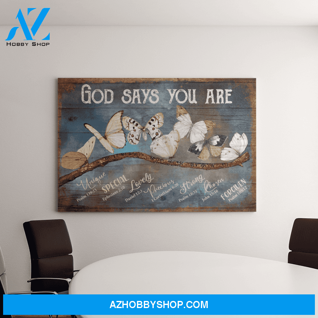 Landscape God Canvas Wall Art - Jesus Canvas Wall Art - White butterfly - God says you are Amazing Canvas