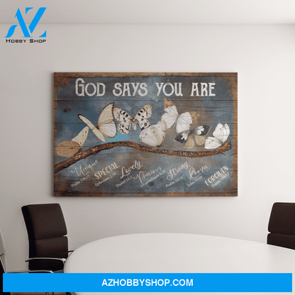 Landscape God Canvas Wall Art - Jesus Canvas Wall Art - White butterfly - God says you are Amazing Canvas