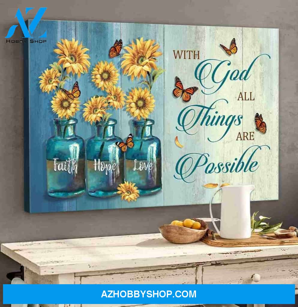 Landscape God Canvas Wall Art - Jesus Canvas Wall Art - Jesus - With God all things are possible Canvas