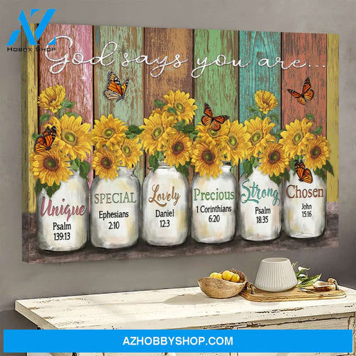 Landscape God Canvas Wall Art - Jesus Canvas Wall Art - Yellow daisy and Butterfly - God says you are Canvas