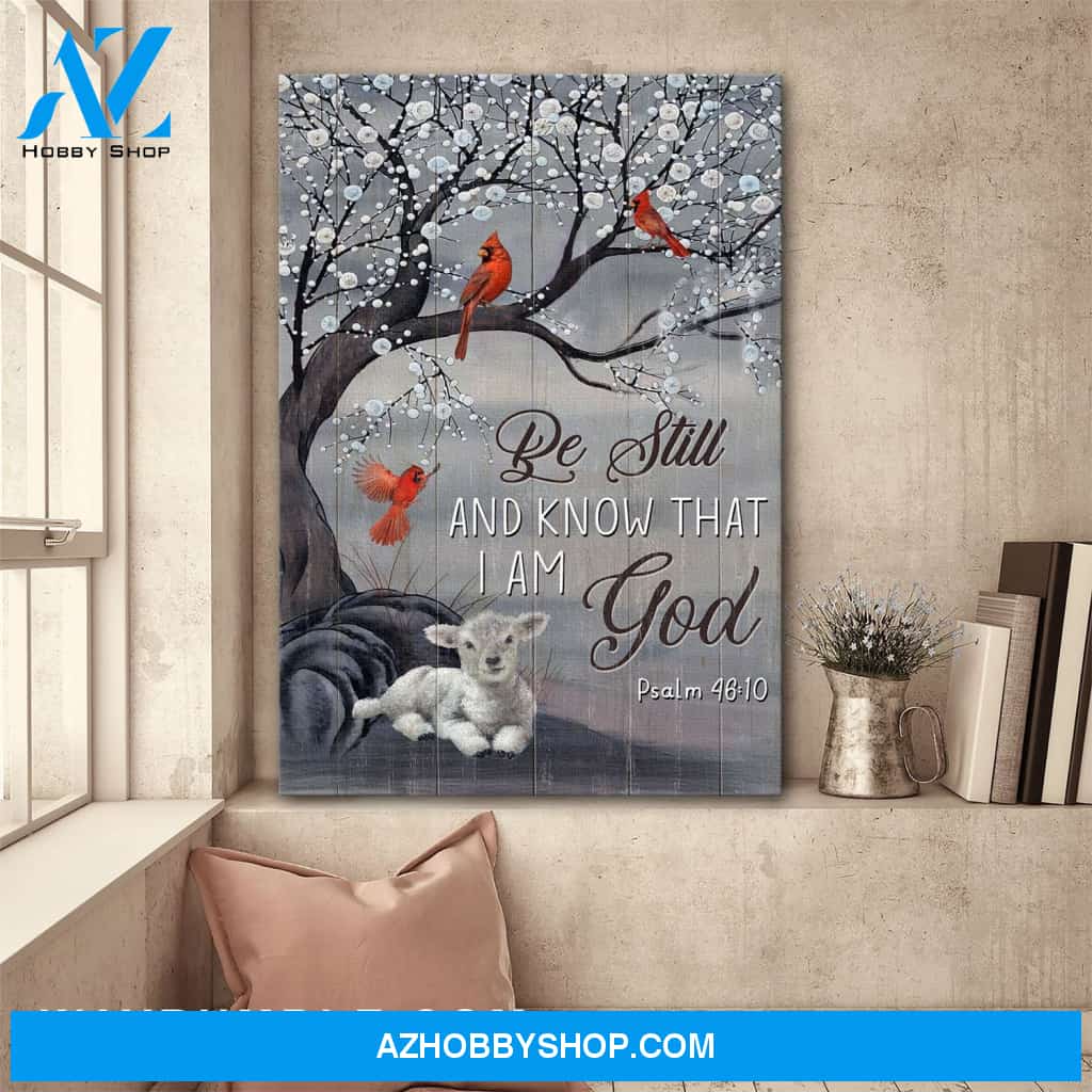 Jesus - Cardinal and lamb - Be still and know that I am God Portrait Canvas Prints, Wall Art