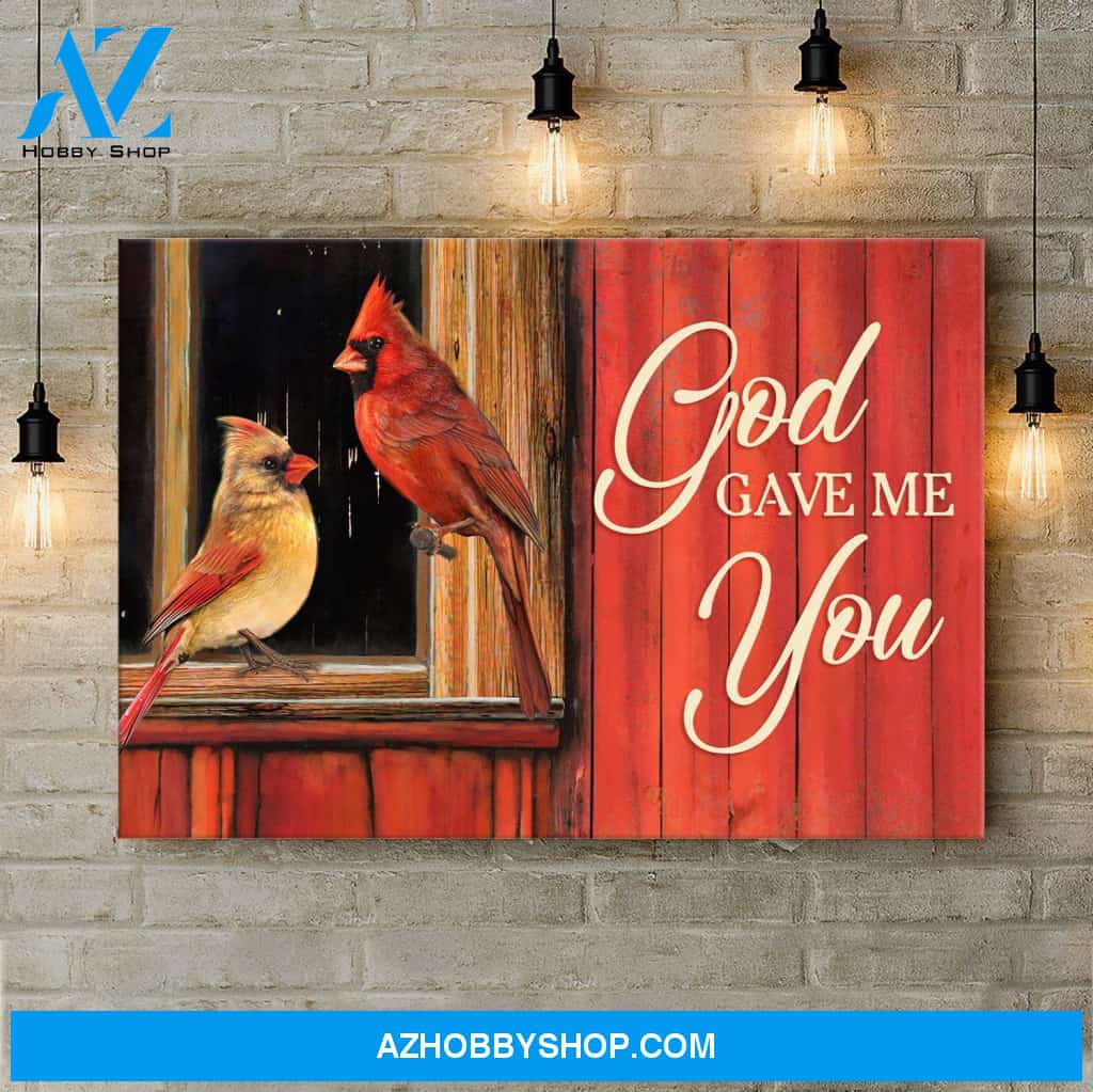 Jesus - Cardinal couple - God gave me you - Landscape Canvas Prints, Wall Art