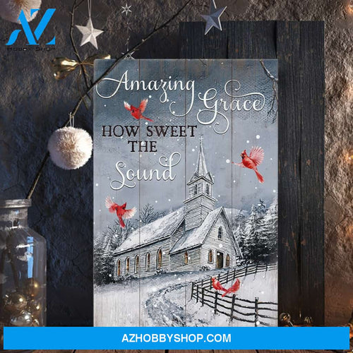 Jesus - Cardinal - Farmhouse in winter forest - Amazing grace - Portrait Canvas Prints, Wall Art