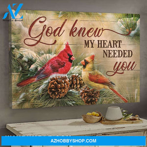 Jesus - Cardinal - God knew my heart needed you - Landscape Canvas Prints, Wall Art