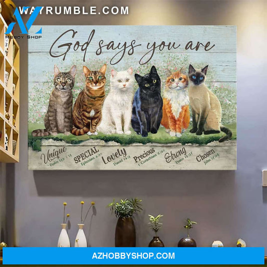 Jesus - Cats - God says you are - Landscape Canvas Prints, Wall Art